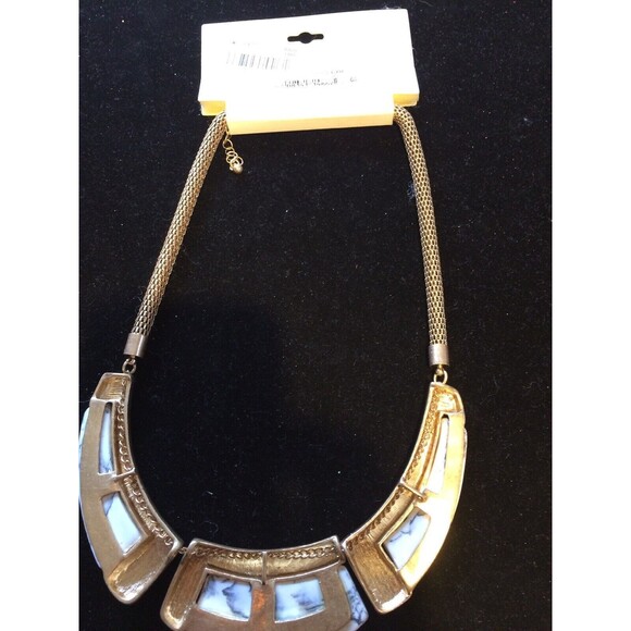 Macy's Gold-Tone Collar Necklace With Faux Stone NWT - Picture 2 of 3
